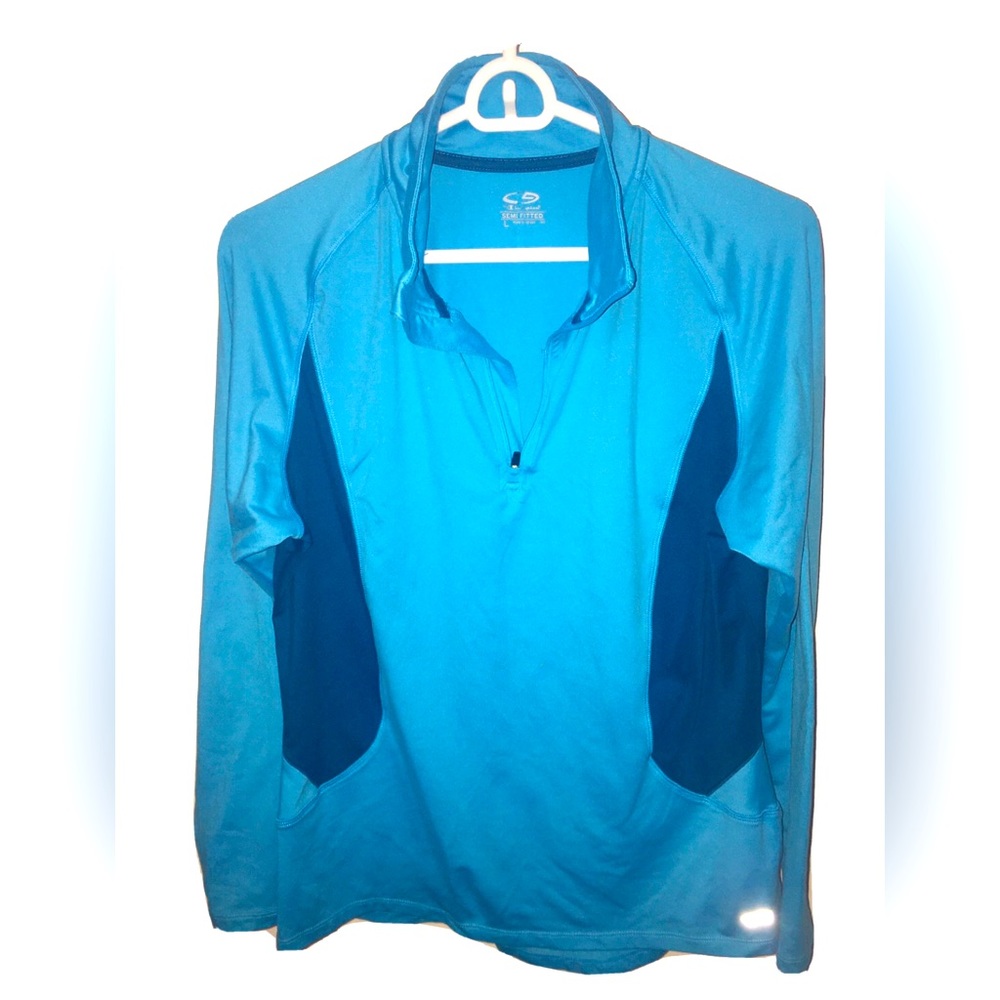 Champion Womens L Full Zip Up Long Sleeve Athletic Sweatshirt Blue